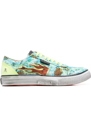 Philipp Plein Flame-print canvas low-top sneakers
