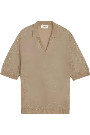 A PAPER KID Fine-knit polo shirt