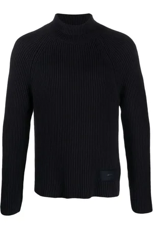 Ami Logo-patch ribbed-knit jumper