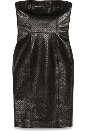 Marine Serre Monogram-embossed leather mini dress