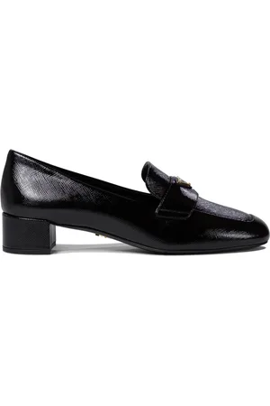 Prada 35mm enamel-logo pumps