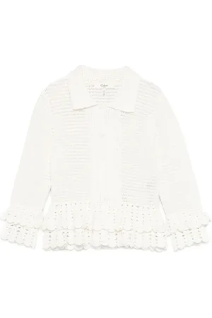 Chloé Ruffled-hem crochet cardigan