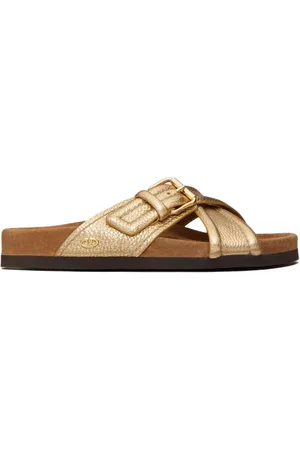 VALENTINO GARAVANI Crossover-strap leather slides