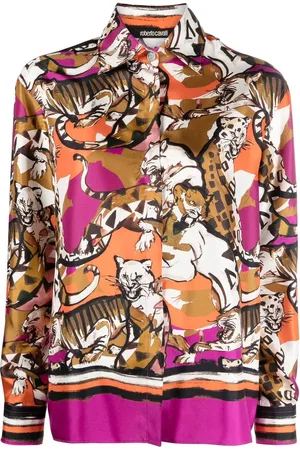 Roberto Cavalli Satin-finish cheetah-print shirt