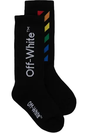 OFF-WHITE Off Diagonal rainbow logo-knit sock