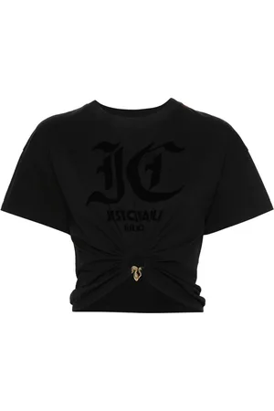 Roberto Cavalli Flocked logo cropped top