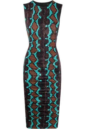 Roberto Cavalli Snake-print midi dress