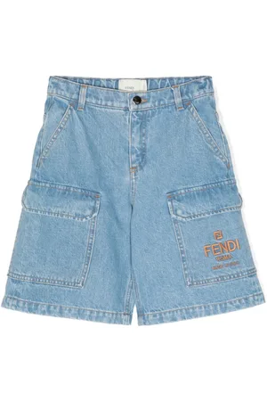 Fendi Logo-embroidered denim shorts