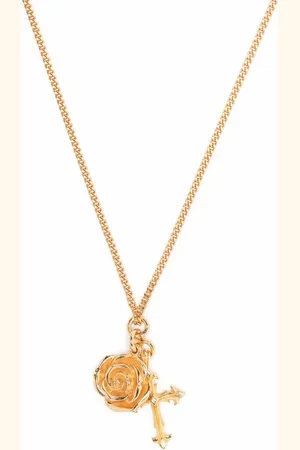 EMANUELE BICOCCHI Rose and cross pendant necklace