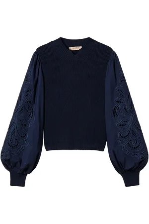 Twin-Set Embroidered-sleeve jumper