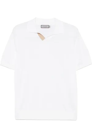 CANALI Suede-detail polo shirt