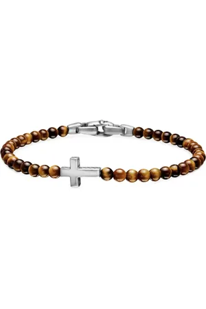 David Yurman Sterling Spiritual Beads Cross Station bracelet (4mm)