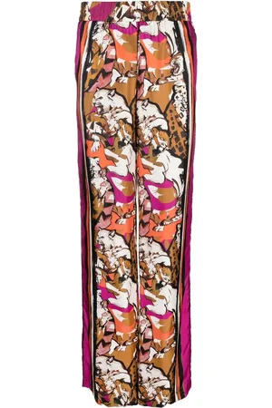 Roberto Cavalli Abstract-print silk palazzo pants