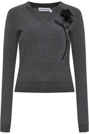 Self-Portrait Floral-appliqué jumper