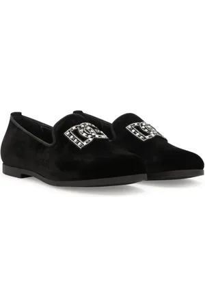 Dolce & Gabbana Rhinestone-embellished velvet slippers