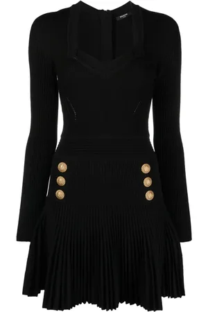 Balmain Flared ribbed-knit dress
