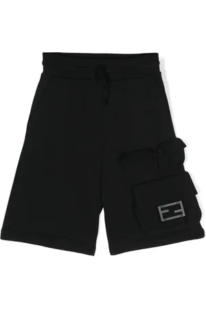 Fendi Logo-plaque cotton track shorts