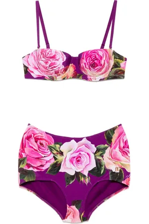 Dolce & Gabbana Rose-print balconette bikinis