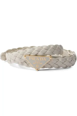 Prada Triangle-logo braided belt