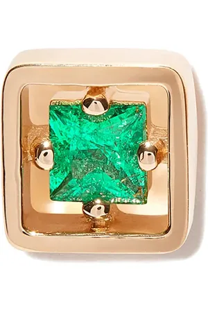 Suzanne Kalan 18kt yellow Inlay emerald stud earring