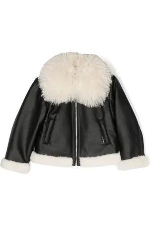 Twin-Set Faux-shearling collar zipped jacket