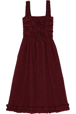 Ganni Check-print midi dress