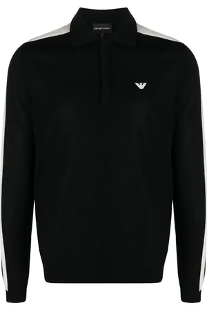 Emporio Armani Logo-embroidered virgin-wool polo jumper