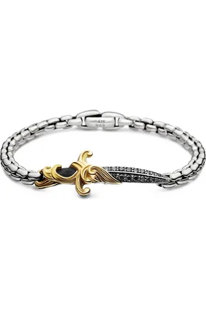 David Yurman 18kt yellow gold and sterling Waves Dagger bracelet (5mm)
