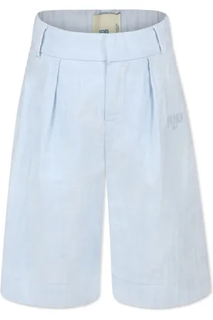 Fendi Embroidered-logo pleated shorts