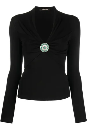 Roberto Cavalli Beaded V-neck top