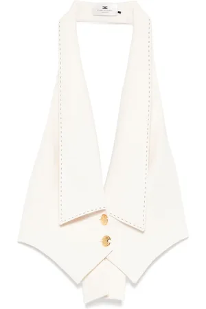 Elisabetta Franchi Contrasting topstitching crepe waistcoat