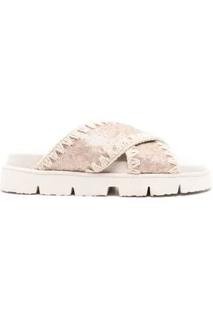 Mou Bio Criss-Cross sequin-embellished sandals