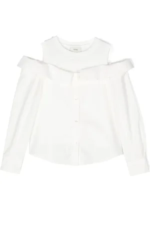 Fendi Open-shoulder sleeve cotton blouse