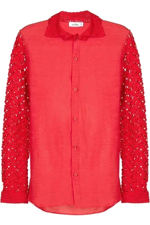 AMIR SLAMA Floral-lace detail shirt