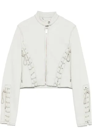 BLUMARINE Eyelet-detail denim jacket