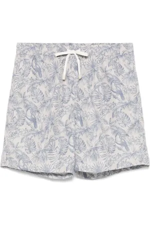 ELEVENTY Leaf-print swim shorts
