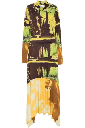 MONSE Midi printed jersey handkerchief-hem dress