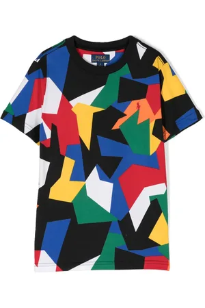 Ralph Lauren Pony-embroidered geometric-print T-shirt