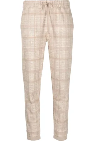 D.EXTERIOR Checked tapered drawstring trousers