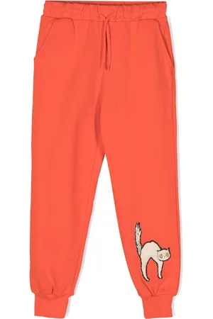 Mini Rodini Angry Cat organic-cotton track pants