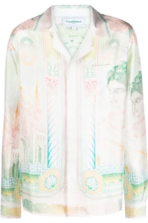 Casablanca Cuban-collar silk shirt