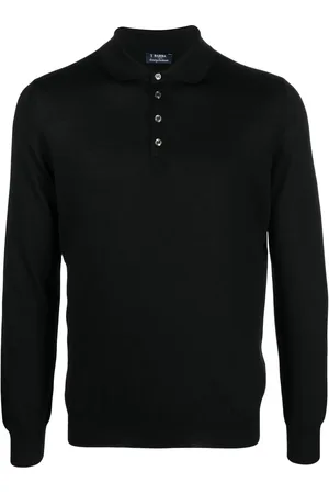 BARBA Long-sleeved knit polo shirt