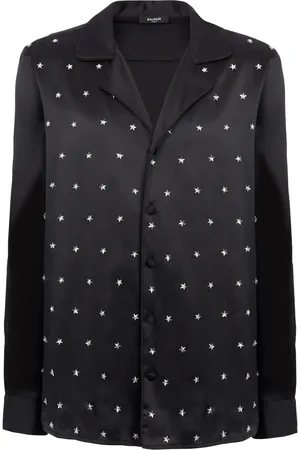 Balmain Stars-embroidered silk shirt