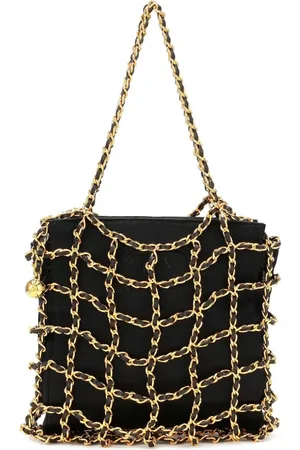 CHANEL Caged-chain silk clutch bag