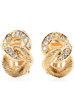 Dior 1990s rhinestone-embellished link clip-on earrings