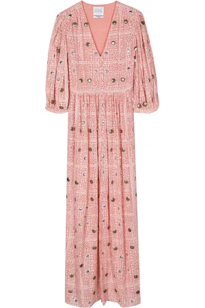HAYLEY MENZIES Stud-embellished printed midi dress