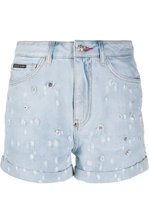 Philipp Plein Crystal-embellished denim shorts