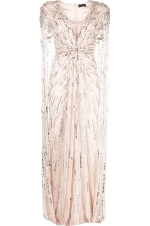 Jenny Packham Lotus Lady sequin-embellished cape gown