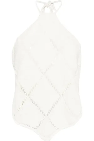 Twin-Set Diamond-pattern feather-detail top