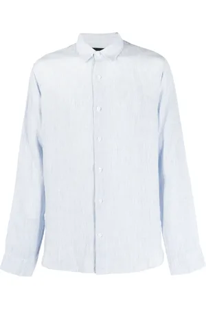 Vince Striped button-up linen shirt